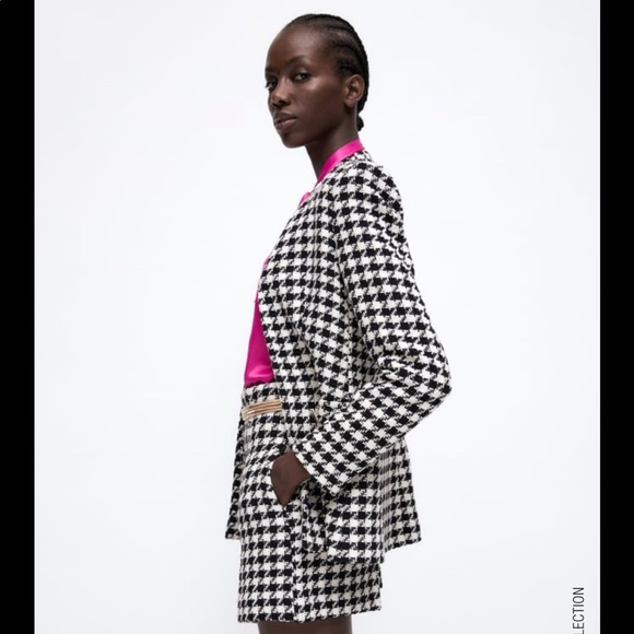BNWT Zara Textured Houndstooth Blazer Sz S - Picture 4 of 8